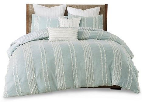 Olliix by INK+IVY Kara Aqua King/California King Cotton Jacquard Comforter Set-0