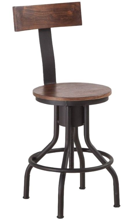 Home Trends & Design Industrial Modern Antique Zinc/Walnut Adjustable Stool-0