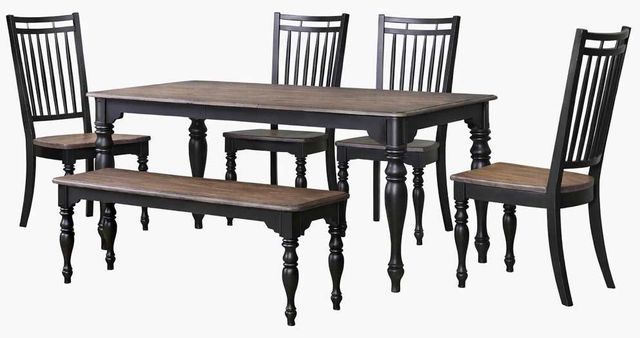 Liberty Furniture Magnolia Manor Opt 6-Piece Antique Black/Weathered Bark Dining Table Set-0
