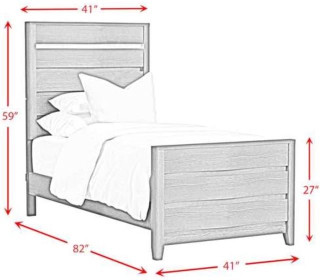 Elements International Tobias White Twin Panel Bed with LED-2