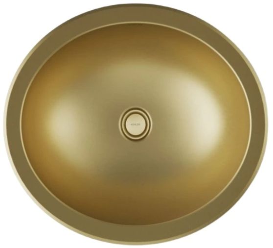 Kohler Bachata® Vibrant Brushed Moderne Brass 20" Oval Drop-In/Undermount Bathroom Sink, No Overflow-1