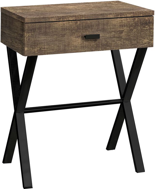 Monarch Specialties Inc. Brown 24"H Reclaimed Wood Accent Table with Black Metal Base-0