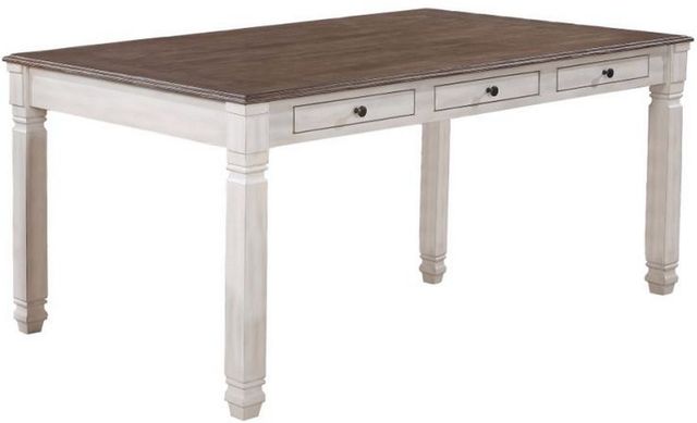 Mazin Furniture Nesbitt Antique White Dining Table with Oak Top -0