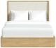 Elements International Rosalie Gray/Natural Upholstered Queen Panel Bed-1