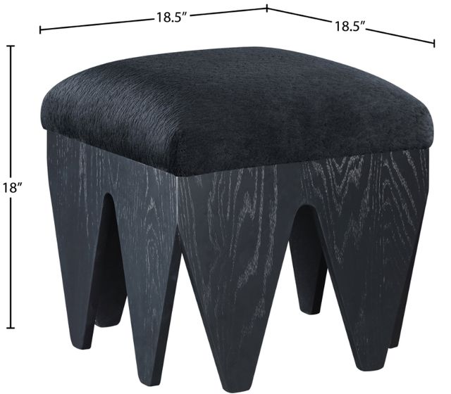Meridian Furniture Altair Black Velour Fur Fabric Upholstered Bench-3