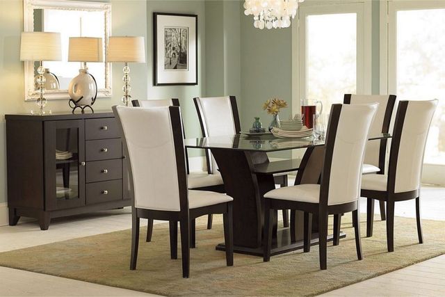 Mazin Furniture Daisy Glass Top Dining Table with Espresso Base -3