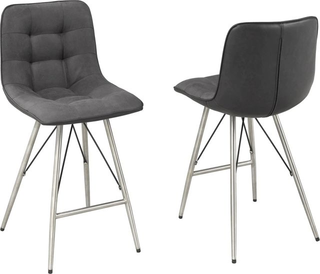 Brassex Inc. Chloe 2-Piece Grey/Silver Counter Stool Set-0