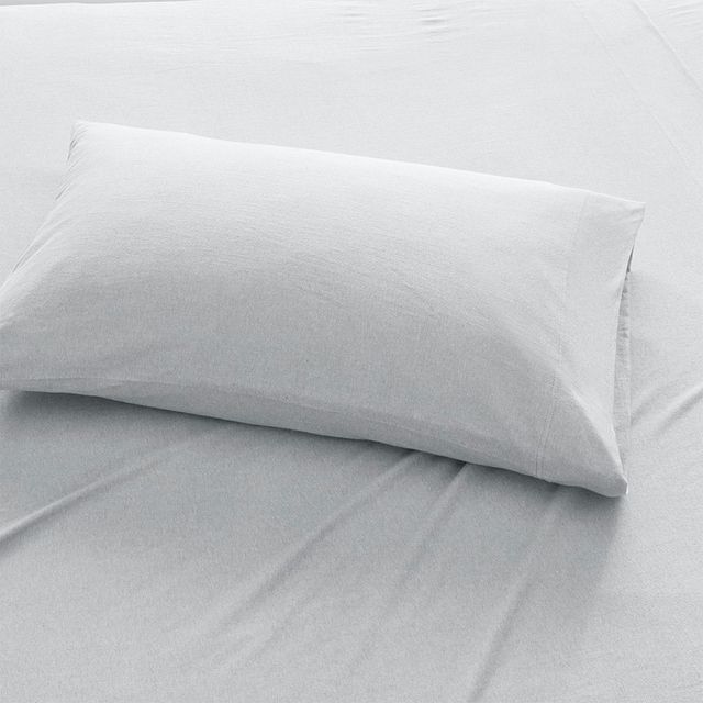 Olliix by Urban Habitat Light Grey Queen Heathered Cotton Jersey Knit Sheet Set-2