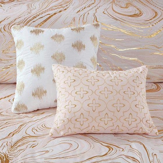 Olliix by Intelligent Design Rebecca Blush and Gold Twin/Twin XL Metallic Printed Comforter Set-4