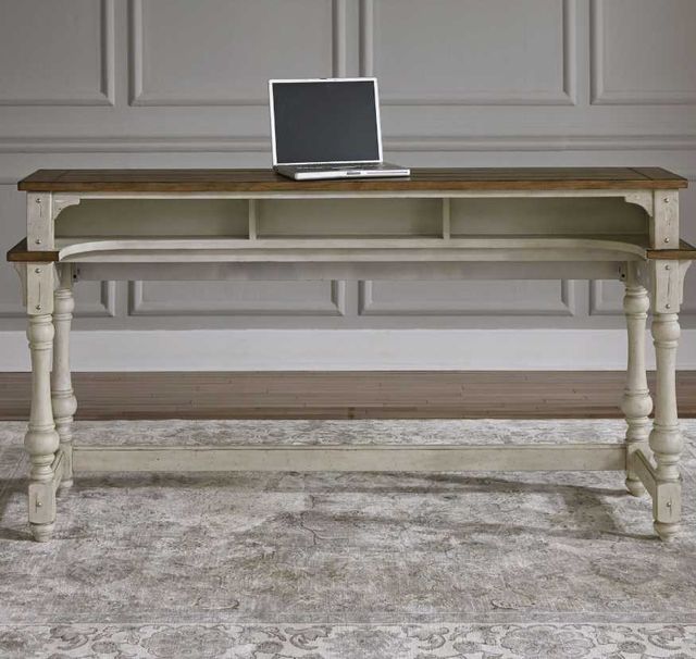Liberty Furniture Morgan Creek Wirebrushed Tobacca Console Bar Table with Antique White Base-1