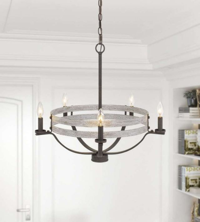 Cal® Lighting & Accessories Brig Iron/Natural Chandelier-2