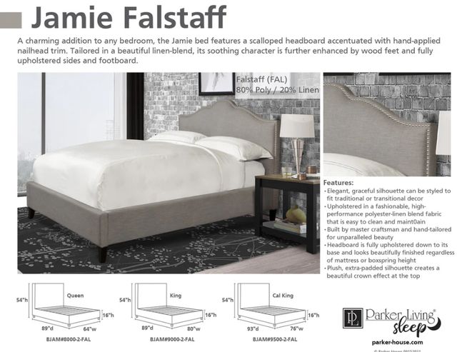 Parker House® Jamie Falstaff King Upholstered Panel Bed-3