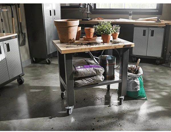 Gladiator® White 3' Wide Mobile Workstation Workbench -2