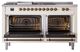 Ilve® Nostalgie II Noblesse 60'' Antique White Pro Style Dual Fuel Range with Burnished Trim-2
