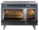 Ilve® Nostalgie II Noblesse 48'' Blue Gray Pro Style Induction Range with Burnished Trim-1