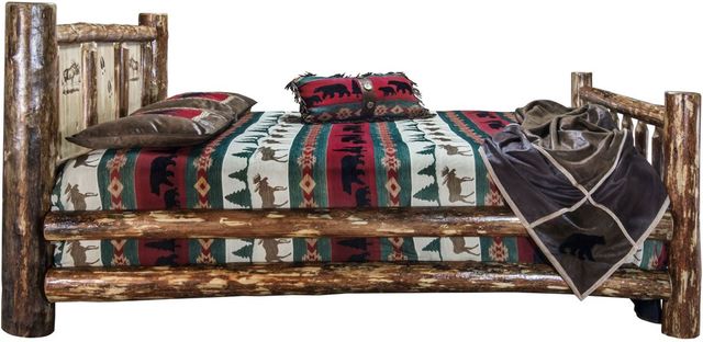 Montana Woodworks® Glacier Country Stain & Clear Lacquer California King Bed with Laser Engraved Moose Design-2
