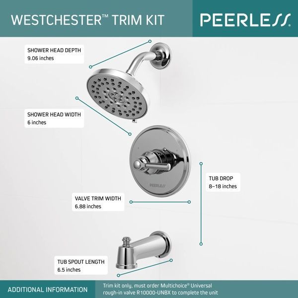 Peerless Westchester® Chrome 14S Tub/Shower Trim-1