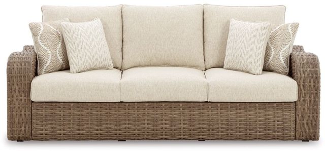 Signature Design by Ashley® Sandy Bloom Beige Outdoor Sofa with Cushion-1