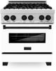 ZLINE Autograph Edition 30" Satin Stainless Steel Pro Style Dual Fuel Range with White Matte Door-0