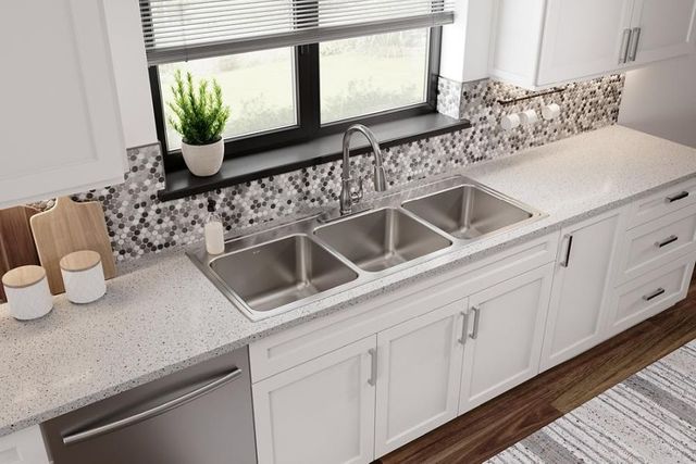 Elkay Lustertone® Classic Lustrous Satin 54" x 22" x 10-1/8" 3-Hole Triple Bowl Drop-In Sink-2