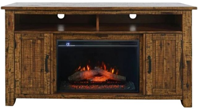 Jofran Inc. Cannon Valley Brown 60'' Fireplace with Logset-2