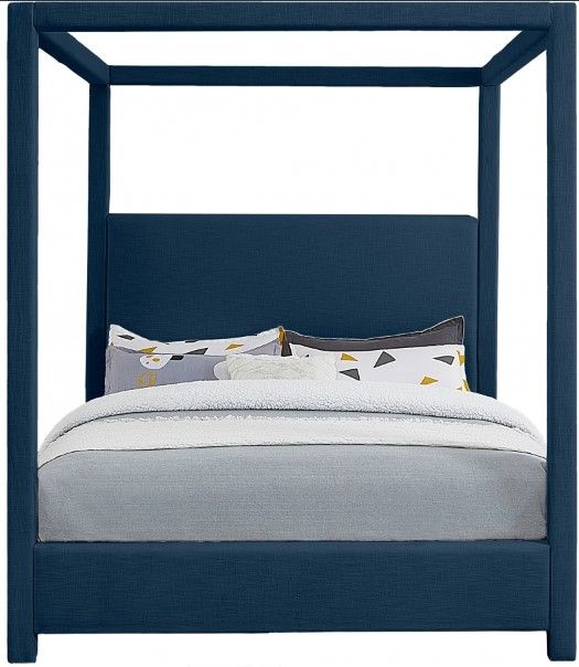 Meridian Furniture Emerson Navy King Upholstered Canopy Bed-1