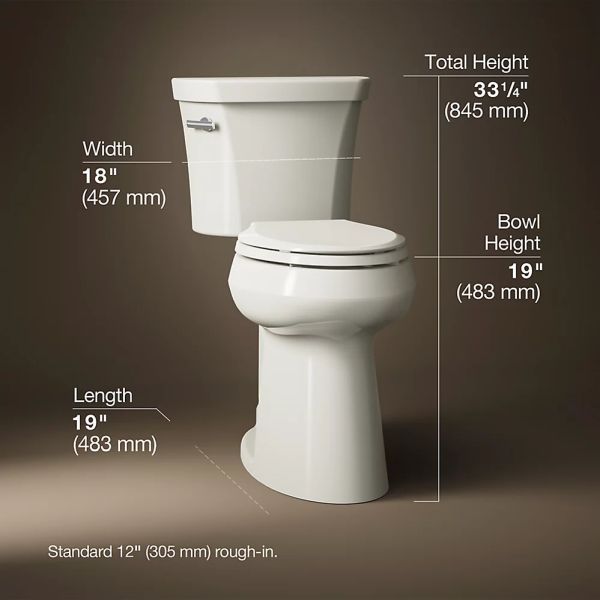 KOHLER® Highline® Biscuit 2-Piece Tall Elongated Toilet, 1.28 Gpf-4