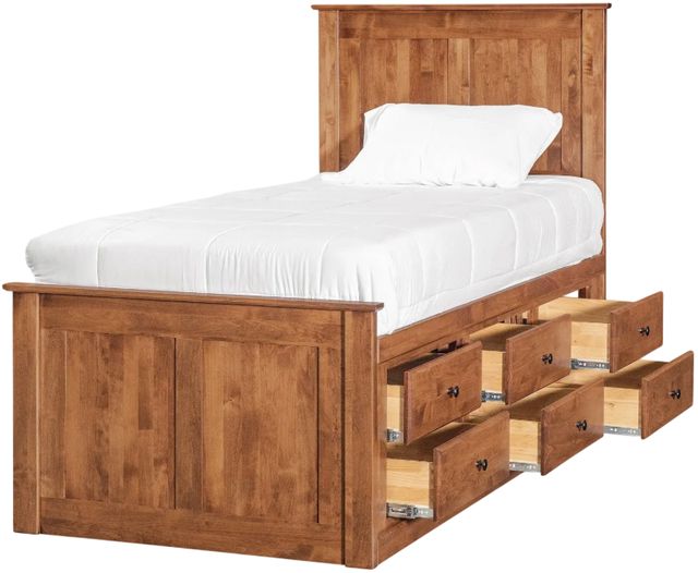 Archbold Furniture Customizable Shaker Twin Panel Bed with 6-Drawer Storage Pedestal-0