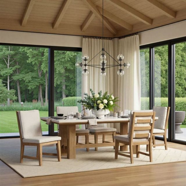 Intercon Cornerstone Stone Top Dining Table with French Oak Base-1