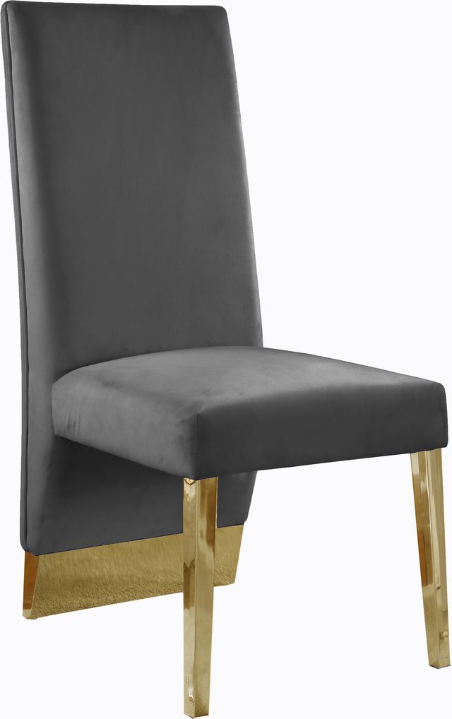 Meridian Furniture Porsha Gray/Gold Velvet Dining Chair-0