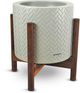 Le Present Century Chevron Grey 18" Planter-0