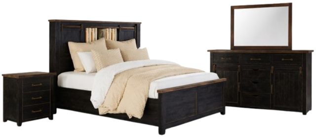 Jofran Inc. Madison County 4-Piece Vintage Black Queen Barn Door Bedroom Set-0