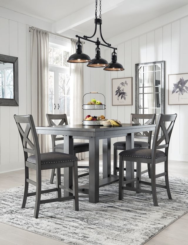 Signature Design by Ashley® Myshanna 5-Piece Gray Counter Height Dining Set-3
