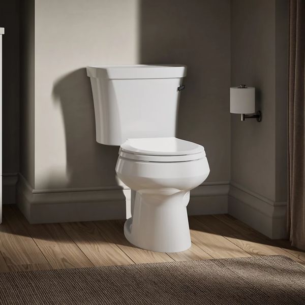 KOHLER® Wellworth® White 2-Piece Round-Front Right-Hand Trip Toilet, 1.28 Gpf with Tank Cover Locks and Insuliner® Tank Liner-2
