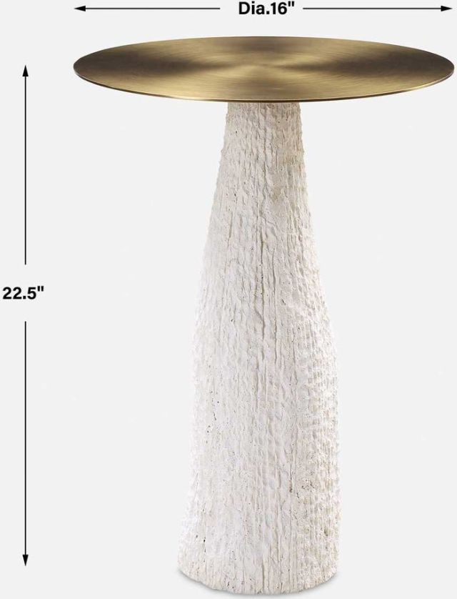 Uttermost® Hollen Brass End Table with White Sandstone Base-2