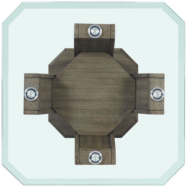 Elements International Dapper Glass Top Square End Table with Grey Base-1