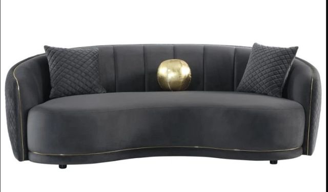 Coaster® Brookside Dark Gray Velvet Upholstered Curved Sofa-1