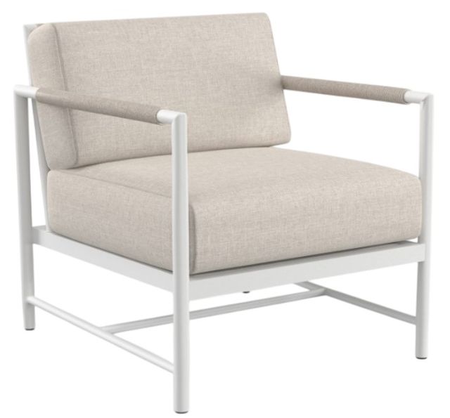 Sunset West Sabbia Natural/Satin White Aluminum/Olefin Rope Outdoor Club Chair with Echo Ash Cushion-0