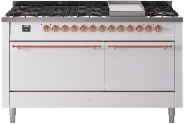 Ilve® Nostalgie II Series 60" White Pro Style Dual Fuel Range-0
