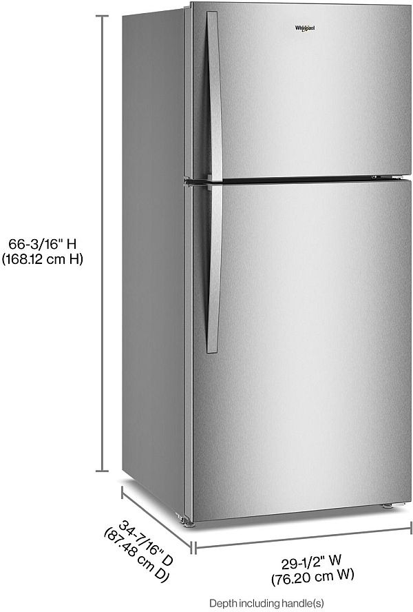 Whirlpool® 30" 19 Cu. Ft. Fingerprint-Resistant Stainless Steel Top Freezer Refrigerator with Total Coverage Cooling-3