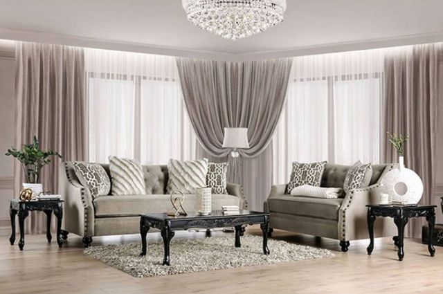 Furniture of America® Ezrin Light Brown Sofa and Loveseat-0