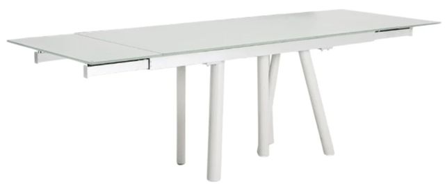 Michael Amini® Trance™ Rotterdam Glass Top Dining Table with White Base-1
