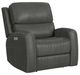 Flexsteel® Linden Charcoal Power Recliner with Power Headrest and Lumbar-2