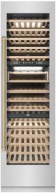 ZLINE Autograph Edition 24" 12.4 Cu. Ft. Triple Zone 100 Bottle Column Wine Cooler in Satin Stainless Steel and Champagne Bronze Accents-0