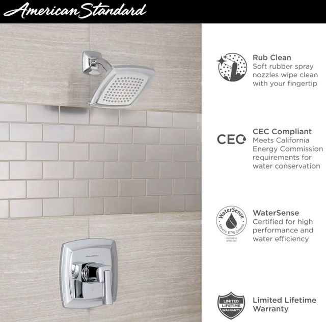 American Standard Townsend® Brushed Cool Sunrise Shower Trim Kit with Water-Saving Showerhead and Lever Handle-4