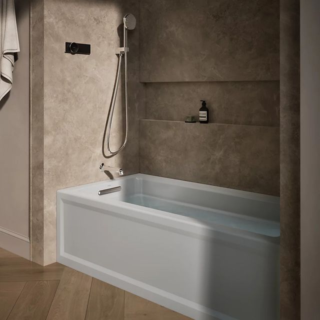 KOHLER® Archer® IceGrey 60" x 32" Alcove Bath with Bask® Heated Surface - Left Drain-2