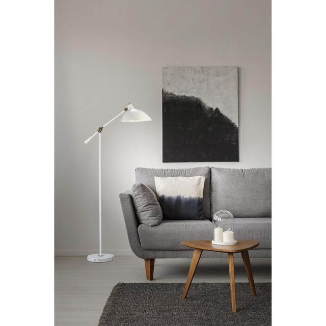 Adesso® Peggy Antique Brass/White Floor Lamp-1