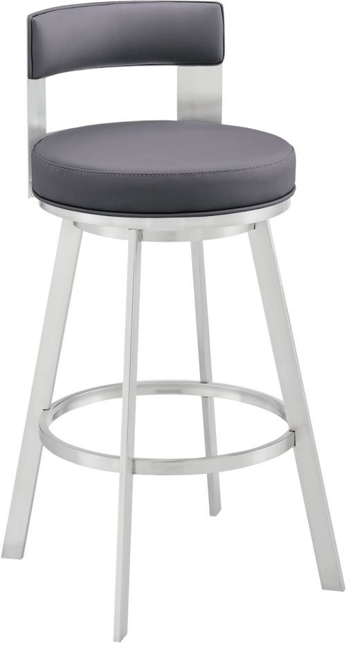 Armen Living Flynn Gray/Silver Swivel Counter Stool-0