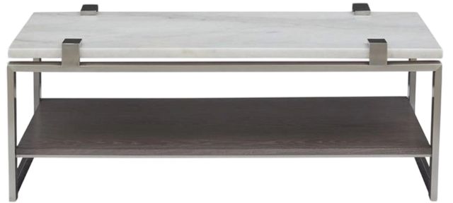 Magnussen Home® Paradox Pearl White Rectangular Cocktail Table with Platinum Frame -2