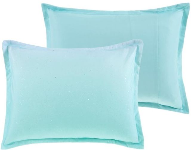 Olliix by Mi Zone Glimmer Aqua Full/Queen Metallic Glitter Printed Reversible Comforter Set-2